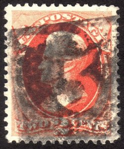 1875, US 2c, Superb, Sound, Numeral Fancy cancel, Used, Sc 178