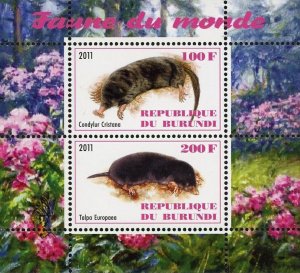 Mole Stamp Condylur Cristana Wild Animal Souvenir Sheet of 2 Stamps MNH