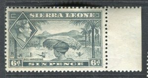 SIERRA LEONE; 1938 early GVI pictorial issue Mint hinged 6d. Marginal value