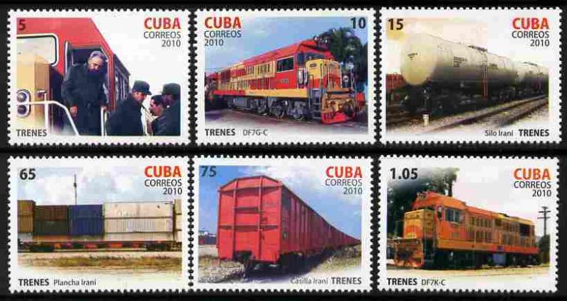 Cuba 2010 Railways perf set of 6 values unmounted mint