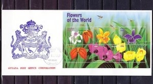 Guyana, Scott cat. 3387 a-f. Flower sheet. First day cover. ^