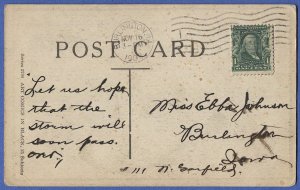 1908 Sc 300 on D. Hillson ppc, The Question ?, Burlington, Iowa cancel