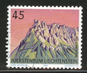 LIECHTENSTEIN Scott 934 Used CTO 1990 mountain stamp