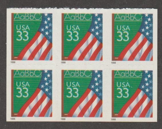 U.S. Scott #3283 American Flag & Chalkboard Stamps - Mint NH Booklet Block of 6