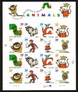 SCOTT  3987-94  FAVORITE CHILDREN'S BOOK ANIMALS  39¢  SHEET OF 16  MNH