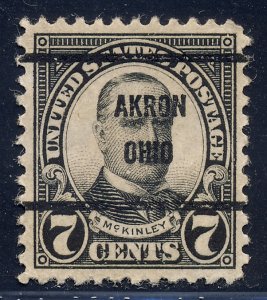 Akron OH, 639-61 Bureau Precancel, 7¢ McKinley