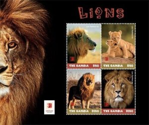 Gambia 2019 - Singpex - Lions - Sheet of 4 Stamps - MNH