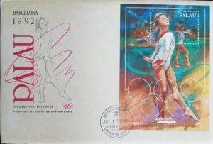 L) 1992 PALAU, OLYMPIC, SPORT, GYMNASTICS,  50C, PALAU SALUTES THE OLYMPIAN INNO