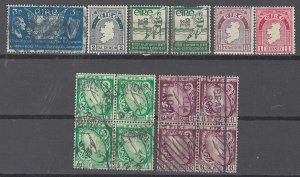 COLLECTION LOT # 2512 IRELAND 6 STAMPS + 2 BLOCKS OF 4 (#104 TEAR) 1922+ CV+$34