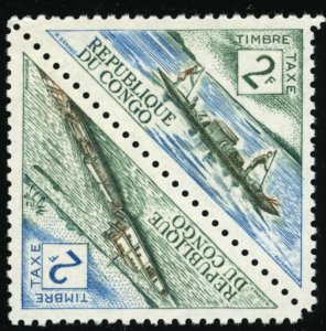 CONGO - VF+/MNH Sc J36a - 1961 2fr-Early & Modern Transportation, Pair, J36, J42