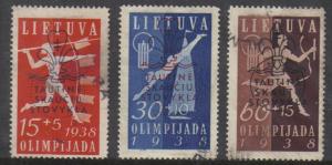 Lithuania #B48-50 used, National Scout Jamboree issued 1938