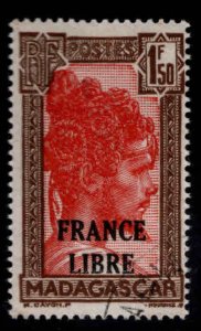 Madagascar Scott 223 Used France Libre = Free France overprint