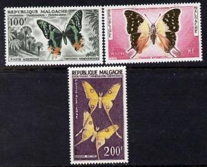 Malagasy Republic 1960 Butterflies 50f, 100f & 200f v...