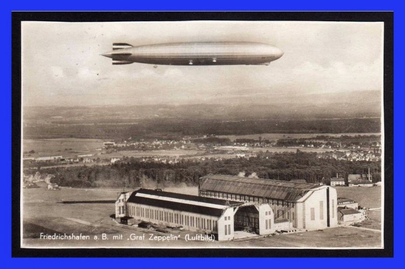 1936 - Vista de Friedrichshafen - Visita del Graff Zeppelin - tarjeta circulada