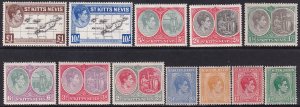 Sc# 79 / 90 St Kitts - Nevis 1938 - 1948 KGVI complete set MMH CV: $58.65