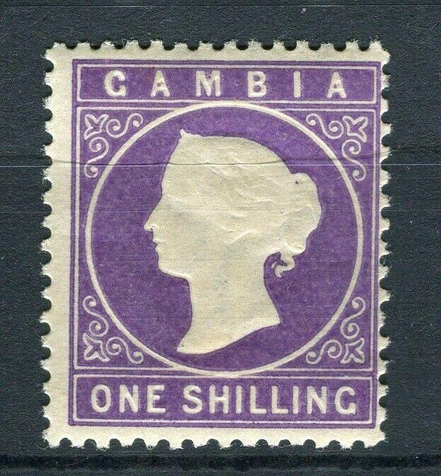 GAMBIA; 1886 classic QV Crown CA issue Mint hinged Shade of 1s. value