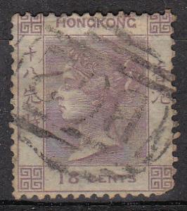 Hong Kong 18c Blue (Scott #4) Used, Fault 