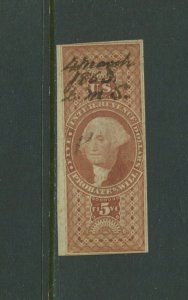 Scott R92a Probate of Will Imperf Revenue Stamp (Stock R92-2)