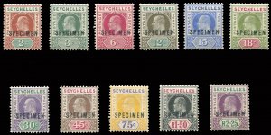 Seychelles #38-48S (SG 46-56s) Cat£225, 1903 Edward, complete set, overprint...