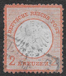Germany Stamps Scott #8 Used Thins 2 Kreuzer Orange Small Shield Eagle SCV $160