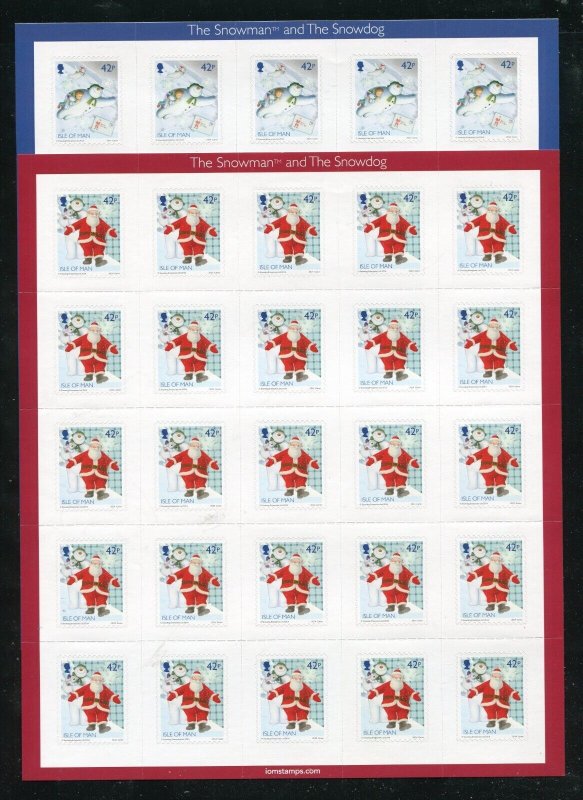 Isle of Man 1687-1688 Snowman and the Snowdog, Christmas Stamp Sheets MNH 2014