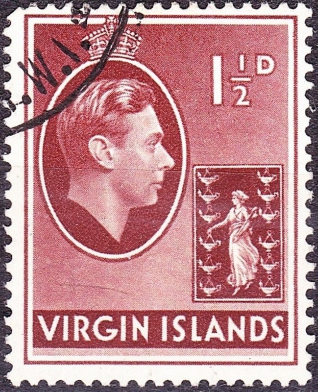 BRITISH VIRGIN ISLANDS 1938 KGVI 1.5d Red-Brown SG112 FU