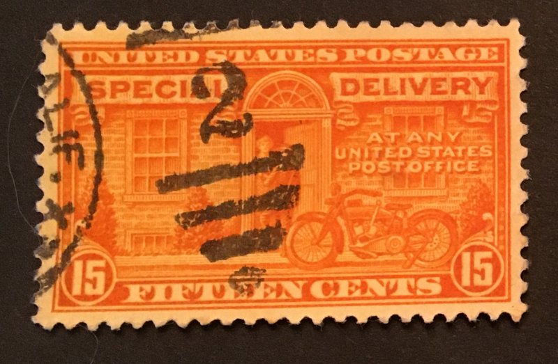 E16 Motorcycle Delivery, 10.5x11 perf, circ single, Vic's Stamp Stash