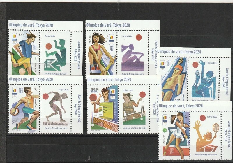 ROMANIA 2021 STAMPS TOKYO 2020 SUMMER OLYMPICS MNH POST SET LABELS SPORT 