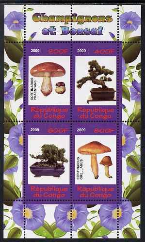 CONGO KIN. - 2009 - Fungi & Bonsai #2  - Perf 4v Sheet - MNH - Private Issue