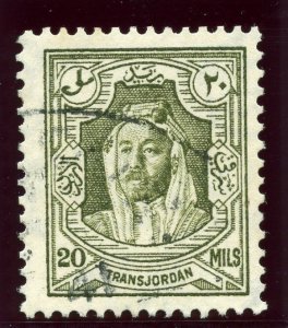 Transjordan 1939 20m olive-green (p13½x13) very fine used. SG 201a. Sc 178a.