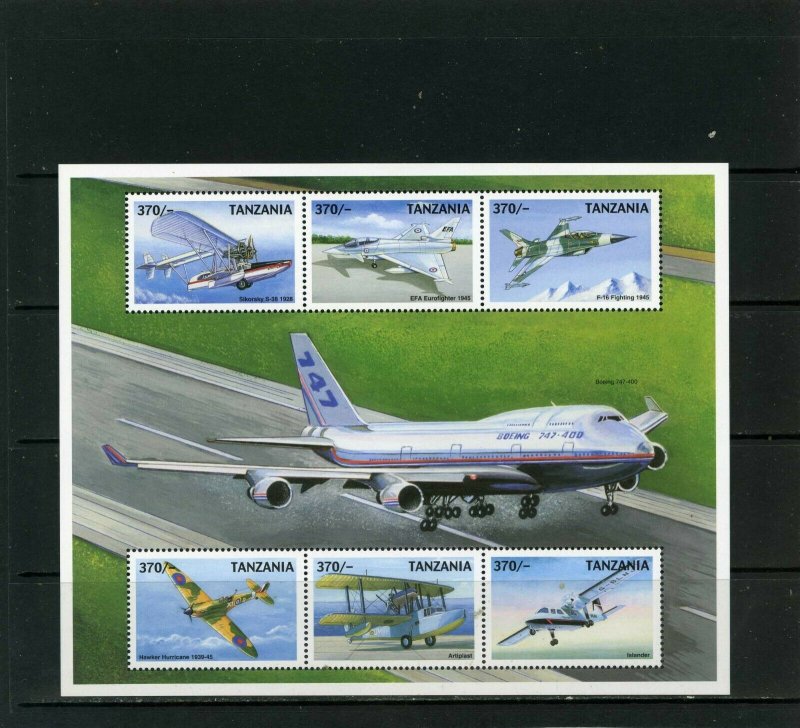 TANZANIA 1999 AVIATION SHEET OF 6 STAMPS MNH