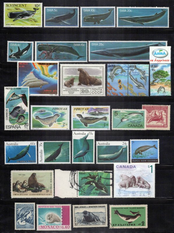 Marine Mammals Stamp Collection MNH/MH/Used Marine Life Whales ZAYIX 0524S0018