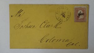1867 Michigan Bluff Placer California 3c to Joshua Clark Coloma El Dorado Cover