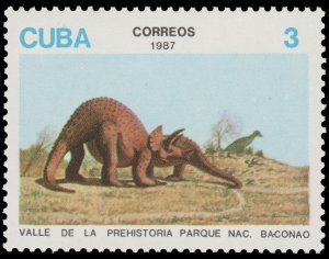 LATIN AMERICA STAMP 1987 SCOTT # 2954. UNUSED. PREHISTORIC ANIMALS