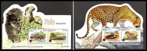 SRI LANKA 2013 FAUNA: National Pak Yala. Bear Leopard Turtle Croc... 2 S/Sh, MNH