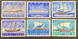 Greece 1958 #618-23, Ships, MNH.