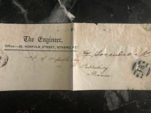 1898 London England Newspaper Wrapper Cover To St Petersburg Russia