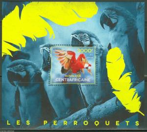 CENTRAL AFRICA  2014 PARROTS   SOUVENIR SHEET   MINT NH