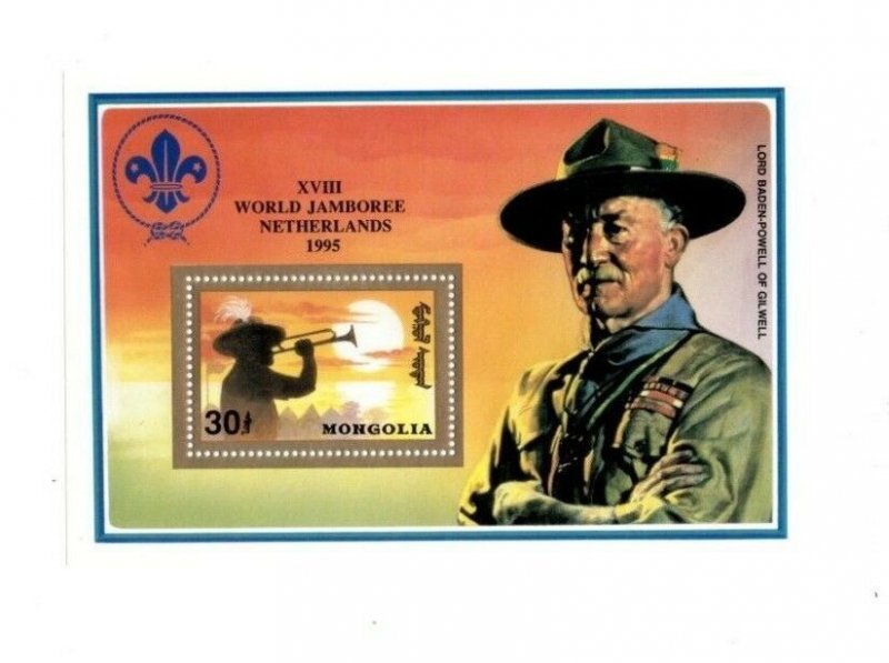 Mongolia - World Jamboree Boy Scouts - Gold Netherlands Souvenir Sheet - MNH 