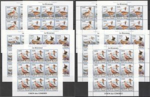 B0003 Imperf,Perf 2009 Comoros Birds Sandpipers Becasseaux 18Set Mnh