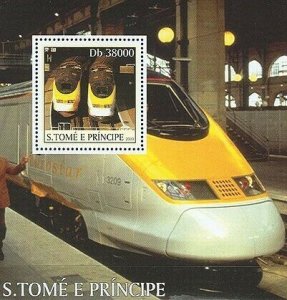 S. TOME & PRINCIPE 2003 - Eurostar trains s/s. Scott Code: 1571