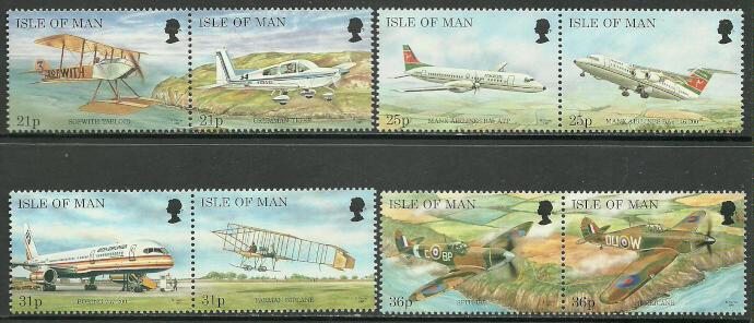 Isle of Man #744-51 MNH Set in Pairs, Aircraft