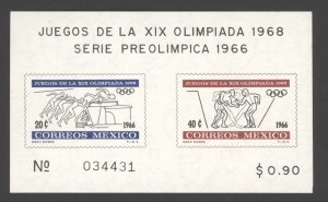 1966 Mexico Scott# 975a Olympics Imperf Souvenir Sheet MNH