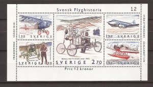 1984 Sweden -Sc 1516 - MNH VF - SS - Aviation History - cyl 12 - narrow margin