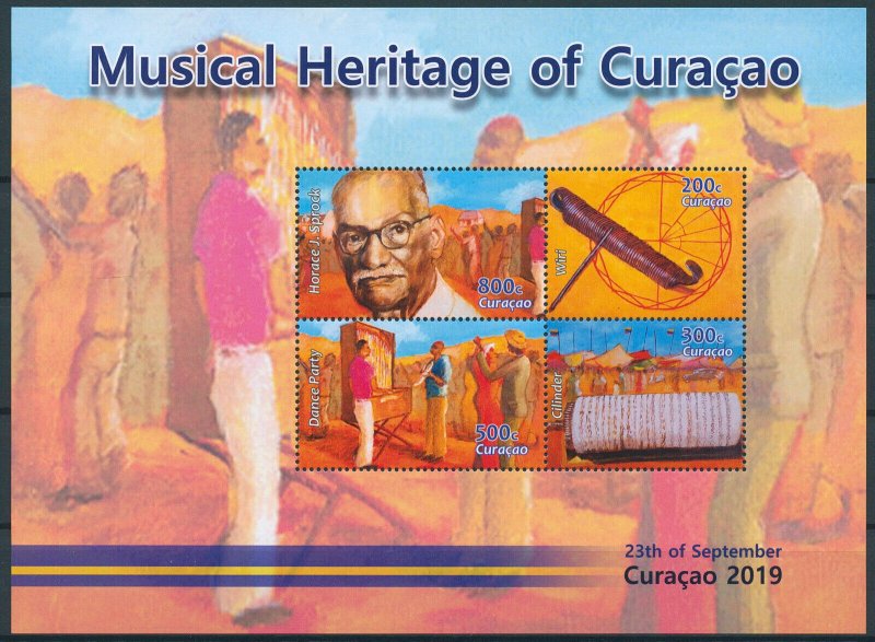 Curacao Music Stamps 2019 MNH Musical Heritage Instruments Wiri Dance 4v M/S