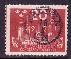 Sweden-SC#200-Used-dated-20o rose red-1924-Skyline-