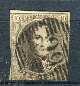 BELGIUM; 1850s early classic Leopold Imperf issue used 10c. value fine POSTMARK