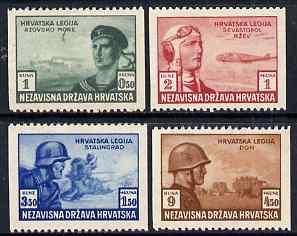 Croatia 1943 Croat Relief Fund set of 4 with vert perfs o...