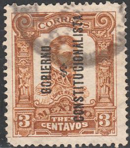 MEXICO 425, 3c REVOLUT OVPT GOBIERNO $ CONSTITUC... USED. F-VF. (527)