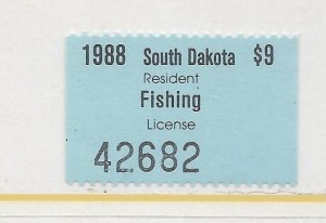 U.S. A 1988 South Dakota Fishing License Stamp MNH